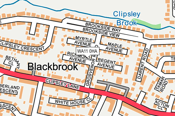 WA11 0HA map - OS OpenMap – Local (Ordnance Survey)
