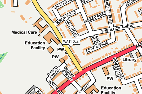 WA11 0JZ map - OS OpenMap – Local (Ordnance Survey)