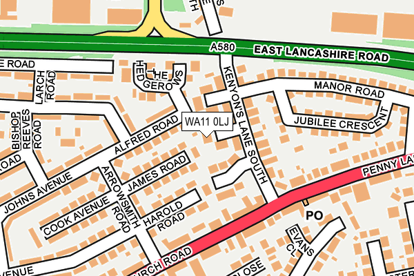 WA11 0LJ map - OS OpenMap – Local (Ordnance Survey) WA11 0LJ map - OS OpenMap – Local (Ordnance Survey)