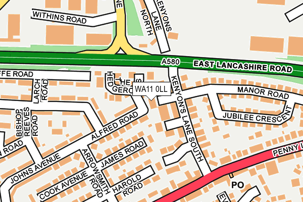 WA11 0LL map - OS OpenMap – Local (Ordnance Survey) WA11 0LL map - OS OpenMap – Local (Ordnance Survey)