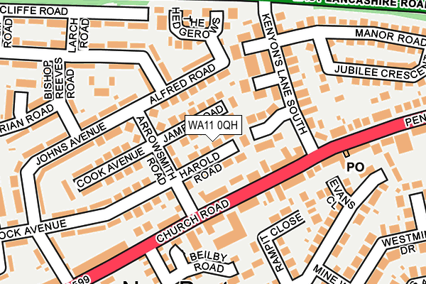 WA11 0QH map - OS OpenMap – Local (Ordnance Survey) WA11 0QH map - OS OpenMap – Local (Ordnance Survey)