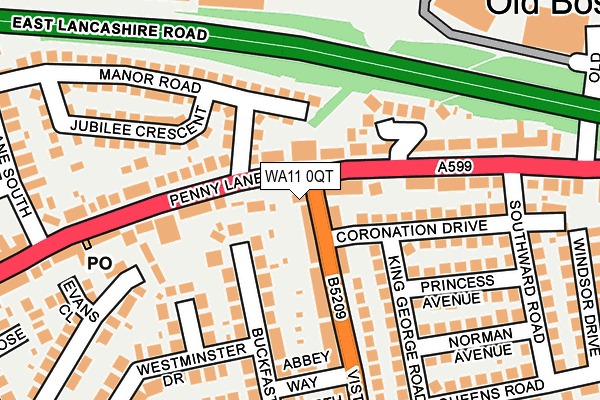 WA11 0QT map - OS OpenMap – Local (Ordnance Survey) WA11 0QT map - OS OpenMap – Local (Ordnance Survey)
