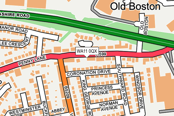 WA11 0QX map - OS OpenMap – Local (Ordnance Survey)