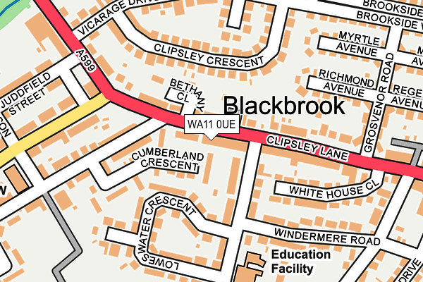 WA11 0UE map - OS OpenMap – Local (Ordnance Survey) WA11 0UE map - OS OpenMap – Local (Ordnance Survey)