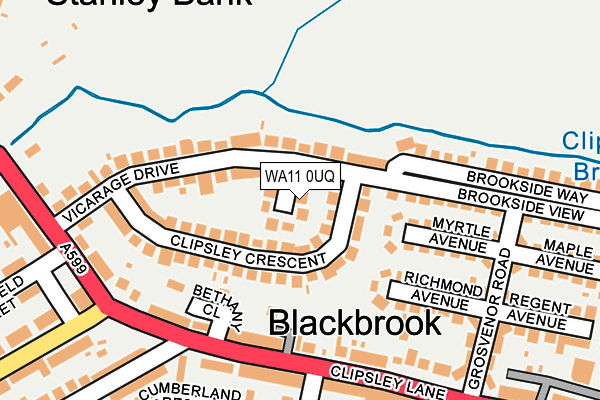 WA11 0UQ map - OS OpenMap – Local (Ordnance Survey)