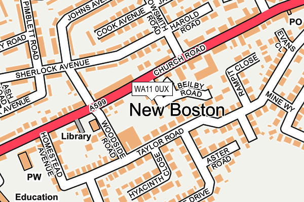 WA11 0UX map - OS OpenMap – Local (Ordnance Survey) WA11 0UX map - OS OpenMap – Local (Ordnance Survey)