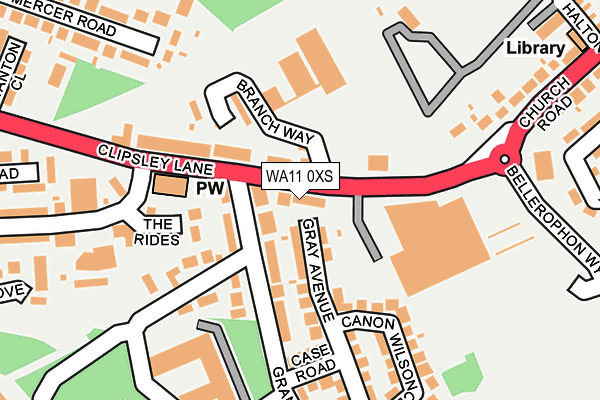 WA11 0XS map - OS OpenMap – Local (Ordnance Survey)