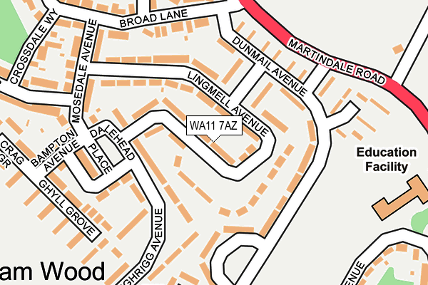WA11 7AZ map - OS OpenMap – Local (Ordnance Survey) WA11 7AZ map - OS OpenMap – Local (Ordnance Survey)