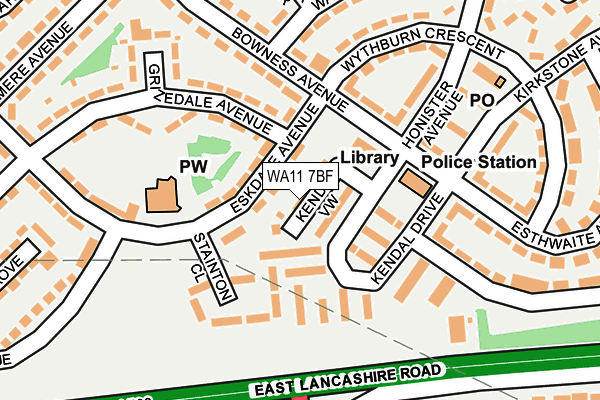 WA11 7BF map - OS OpenMap – Local (Ordnance Survey) WA11 7BF map - OS OpenMap – Local (Ordnance Survey)