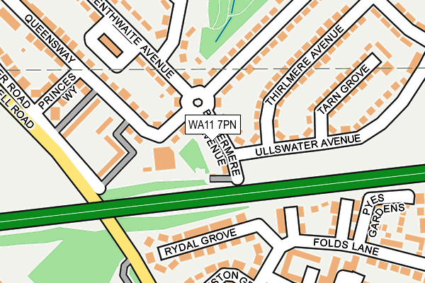 WA11 7PN map - OS OpenMap – Local (Ordnance Survey) WA11 7PN map - OS OpenMap – Local (Ordnance Survey)