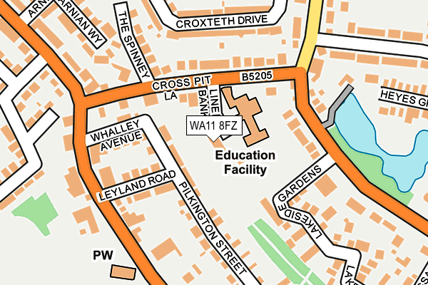 WA11 8FZ map - OS OpenMap – Local (Ordnance Survey) WA11 8FZ map - OS OpenMap – Local (Ordnance Survey)