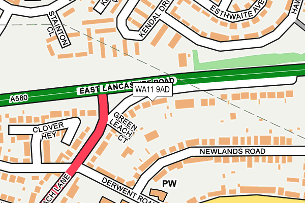 WA11 9AD map - OS OpenMap – Local (Ordnance Survey)