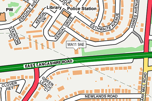 WA11 9AE map - OS OpenMap – Local (Ordnance Survey) WA11 9AE map - OS OpenMap – Local (Ordnance Survey)