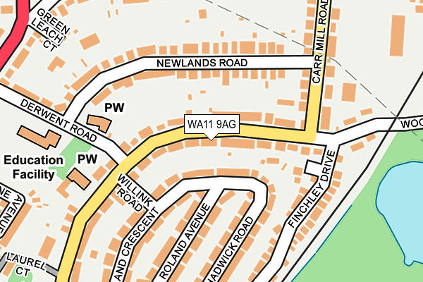 WA11 9AG map - OS OpenMap – Local (Ordnance Survey) WA11 9AG map - OS OpenMap – Local (Ordnance Survey)