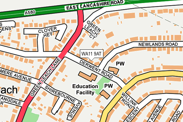 WA11 9AT map - OS OpenMap – Local (Ordnance Survey)