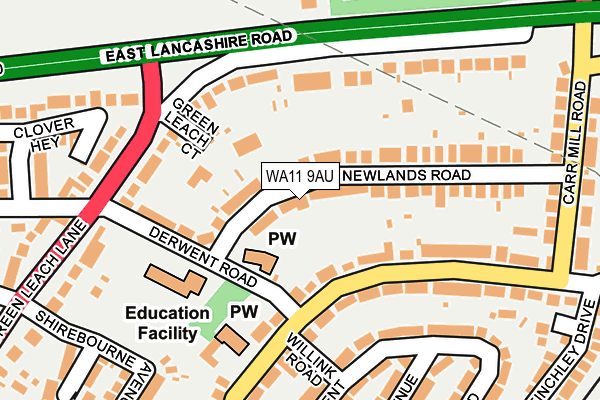 WA11 9AU map - OS OpenMap – Local (Ordnance Survey)