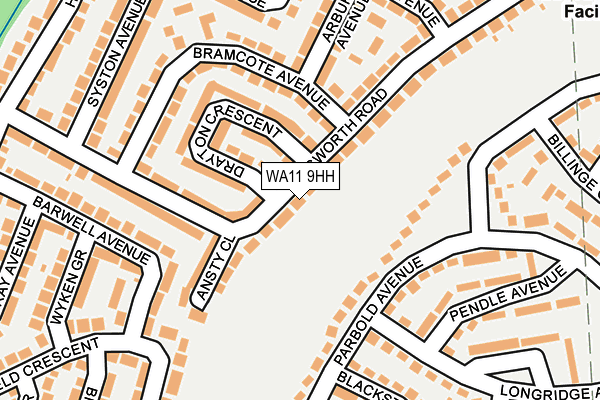 WA11 9HH map - OS OpenMap – Local (Ordnance Survey) WA11 9HH map - OS OpenMap – Local (Ordnance Survey)
