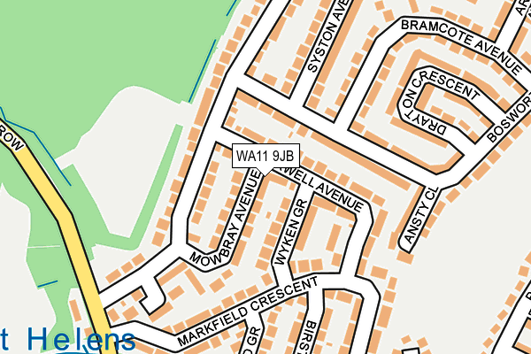 WA11 9JB map - OS OpenMap – Local (Ordnance Survey) WA11 9JB map - OS OpenMap – Local (Ordnance Survey)