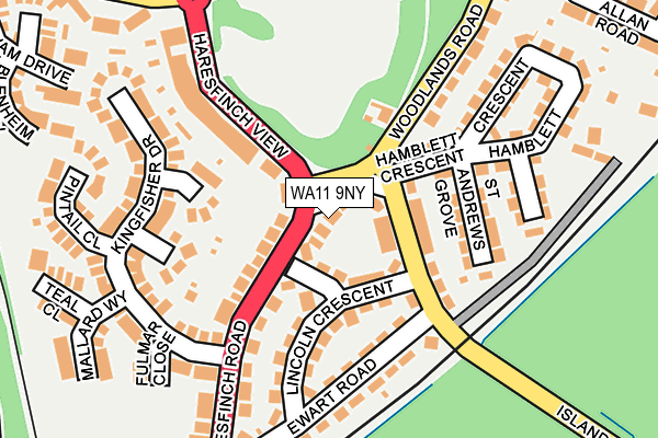 WA11 9NY map - OS OpenMap – Local (Ordnance Survey) WA11 9NY map - OS OpenMap – Local (Ordnance Survey)