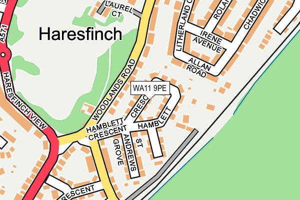 WA11 9PE map - OS OpenMap – Local (Ordnance Survey) WA11 9PE map - OS OpenMap – Local (Ordnance Survey)