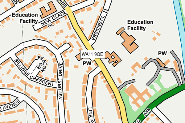 WA11 9QE map - OS OpenMap – Local (Ordnance Survey) WA11 9QE map - OS OpenMap – Local (Ordnance Survey)