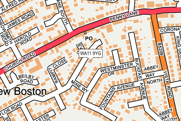 WA11 9YG map - OS OpenMap – Local (Ordnance Survey) WA11 9YG map - OS OpenMap – Local (Ordnance Survey)