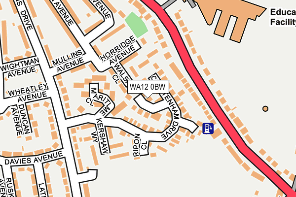 WA12 0BW map - OS OpenMap – Local (Ordnance Survey) WA12 0BW map - OS OpenMap – Local (Ordnance Survey)