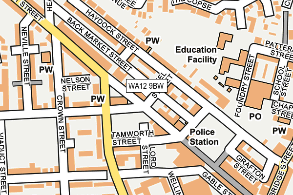 WA12 9BW map - OS OpenMap – Local (Ordnance Survey)
