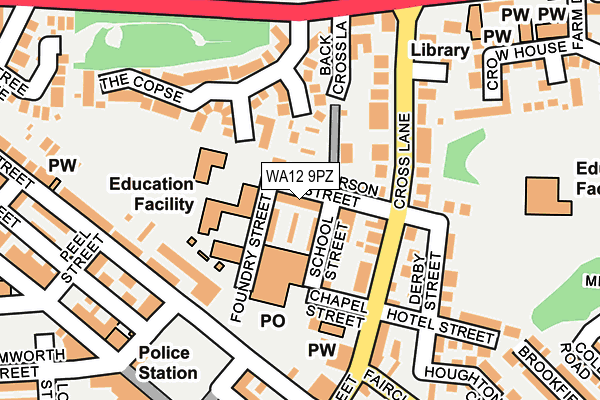 WA12 9PZ map - OS OpenMap – Local (Ordnance Survey) WA12 9PZ map - OS OpenMap – Local (Ordnance Survey)