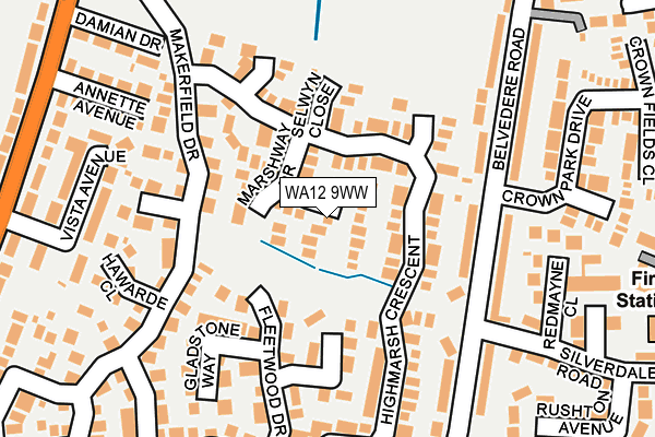 WA12 9WW map - OS OpenMap – Local (Ordnance Survey) WA12 9WW map - OS OpenMap – Local (Ordnance Survey)