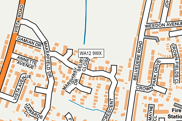 WA12 9WX map - OS OpenMap – Local (Ordnance Survey) WA12 9WX map - OS OpenMap – Local (Ordnance Survey)