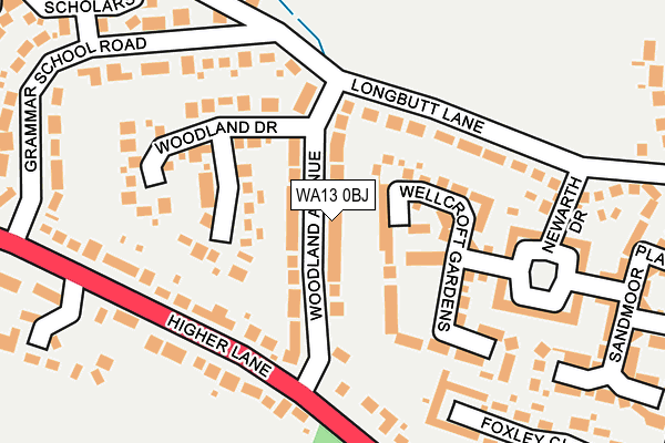 WA13 0BJ map - OS OpenMap – Local (Ordnance Survey) WA13 0BJ map - OS OpenMap – Local (Ordnance Survey)