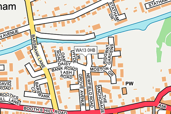 WA13 0HB map - OS OpenMap – Local (Ordnance Survey)