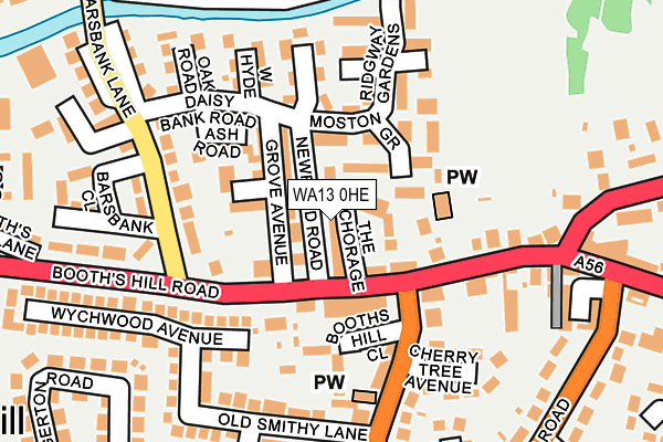 WA13 0HE map - OS OpenMap – Local (Ordnance Survey) WA13 0HE map - OS OpenMap – Local (Ordnance Survey)