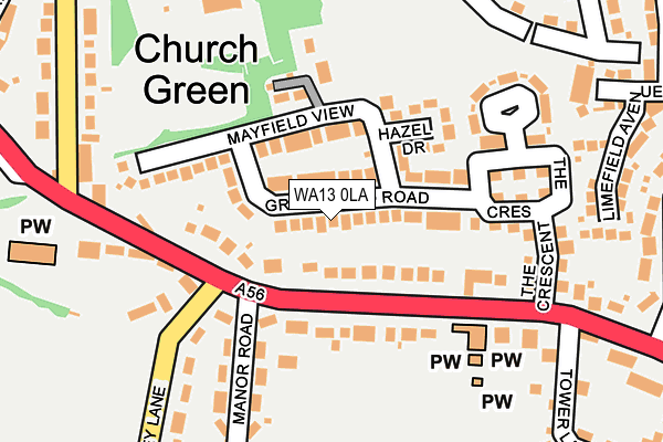 WA13 0LA map - OS OpenMap – Local (Ordnance Survey)