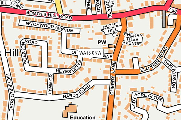 WA13 0NW map - OS OpenMap – Local (Ordnance Survey) WA13 0NW map - OS OpenMap – Local (Ordnance Survey)