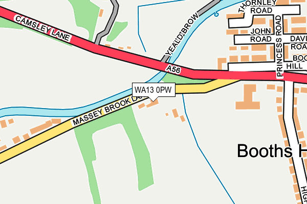WA13 0PW map - OS OpenMap – Local (Ordnance Survey) WA13 0PW map - OS OpenMap – Local (Ordnance Survey)
