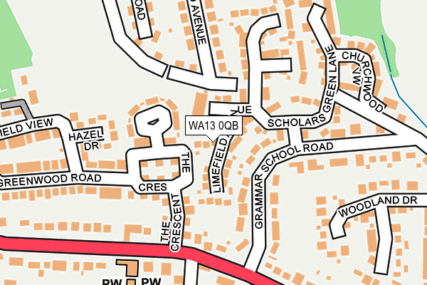 WA13 0QB map - OS OpenMap – Local (Ordnance Survey) WA13 0QB map - OS OpenMap – Local (Ordnance Survey)