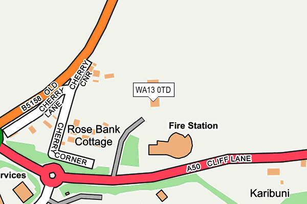 WA13 0TD map - OS OpenMap – Local (Ordnance Survey) WA13 0TD map - OS OpenMap – Local (Ordnance Survey)