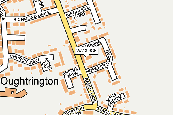WA13 9GE map - OS OpenMap – Local (Ordnance Survey) WA13 9GE map - OS OpenMap – Local (Ordnance Survey)