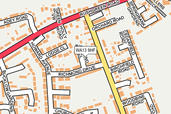 WA13 9HF map - OS OpenMap – Local (Ordnance Survey) WA13 9HF map - OS OpenMap – Local (Ordnance Survey)