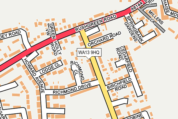 WA13 9HQ map - OS OpenMap – Local (Ordnance Survey) WA13 9HQ map - OS OpenMap – Local (Ordnance Survey)