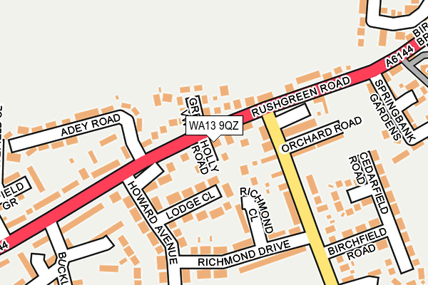 WA13 9QZ map - OS OpenMap – Local (Ordnance Survey) WA13 9QZ map - OS OpenMap – Local (Ordnance Survey)