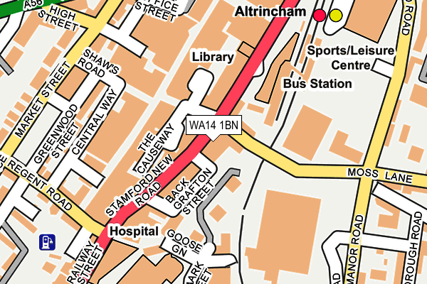 WA14 1BN map - OS OpenMap – Local (Ordnance Survey) WA14 1BN map - OS OpenMap – Local (Ordnance Survey)