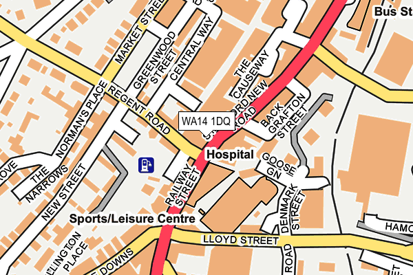 WA14 1DQ map - OS OpenMap – Local (Ordnance Survey) WA14 1DQ map - OS OpenMap – Local (Ordnance Survey)