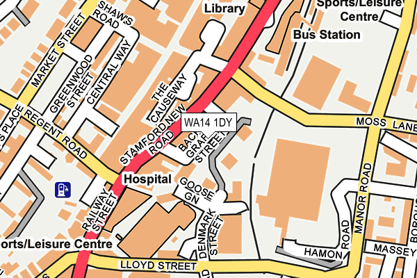 WA14 1DY map - OS OpenMap – Local (Ordnance Survey) WA14 1DY map - OS OpenMap – Local (Ordnance Survey)