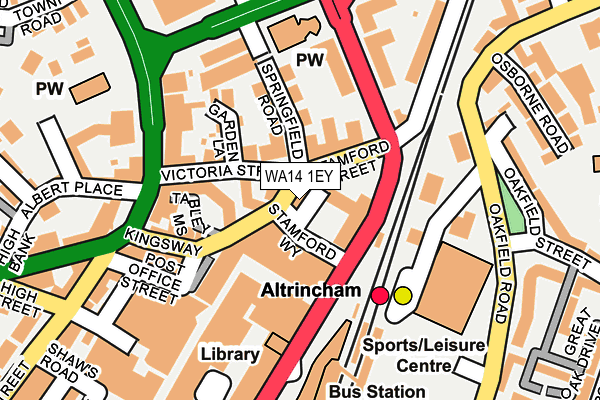 WA14 1EY map - OS OpenMap – Local (Ordnance Survey) WA14 1EY map - OS OpenMap – Local (Ordnance Survey)