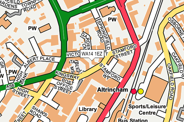 WA14 1EZ map - OS OpenMap – Local (Ordnance Survey)