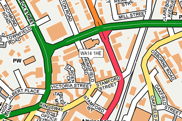 WA14 1HE map - OS OpenMap – Local (Ordnance Survey) WA14 1HE map - OS OpenMap – Local (Ordnance Survey)