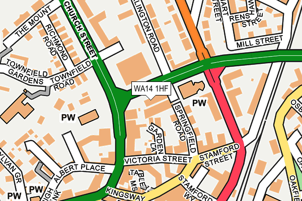 WA14 1HF map - OS OpenMap – Local (Ordnance Survey) WA14 1HF map - OS OpenMap – Local (Ordnance Survey)
